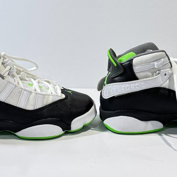 Air Jordan 6 Rings White Black Altitude Green Sneakers Athletic Sz 6.5 Youth - Picture 5 of 12